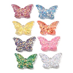 (52) Непрозрачная лаванда Прозрачные смолы кабошоны, бабочка, с блестка, разноцветные, 27x41x7.5 мм