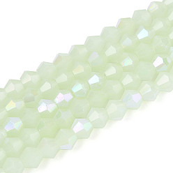 Нектар Имитация нефрита гальванических бисер пряди, с покрытием AB цвета, граненые, двухконусные, нектар, 4x4 мм, отверстие : 0.8 мм, около 80~85 шт / нитка, 30~32 см