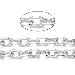 Platino Cadena portacables facetada de aluminio, cadenas de eslabones ovalados con corte de diamante, sin soldar, Platino, 22x14x4 mm