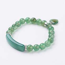 Средний Морско-зеленый Браслеты из натурального агата, окрашенная и подогревом, сердце, средний морской зеленый, 2-1/4 дюйм (56 мм)