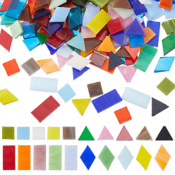 (52) Непрозрачная лаванда 400шт 4 стили мозаичные плитки стеклянные кабошоны, разнообразные, разноцветные, 10~20x10~14x2~3 мм, 100 шт / стиль