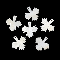 Seashell Color Natural Freshwater Shell Pendants, Leaf Charms, Seashell Color, 29x28.5x2mm, Hole: 1.6mm