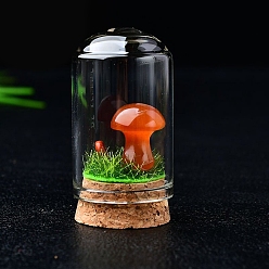 Красный Агат Украшения для демонстрации грибов из натурального сердолика, со стеклянной крышкой, для украшения рабочего стола домашнего офиса, 20 мм