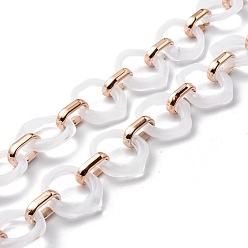 Clear Handmade Link Chains, with Transparent Acrylic Linking Rings & CCB Plastic Linking Rings, Pentagon, Clear, 18.5x11.5x5mm and 27~29x26~27x6mm, 39.37 inch(1m)/strand