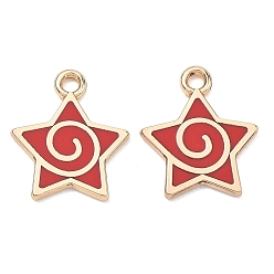 (123L) Белый крем непрозрачный блеск Подвески из эмали и сплава, звезды прелести, стойки покрытие, золотые, огнеупорный кирпич, 15.5x13x1.4 мм, отверстие : 1.6 мм