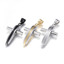 (52) Непрозрачная лаванда 304 подвески из нержавеющей стали, крестик, разноцветные, 41.5x25x8 мм, отверстие : 5 мм