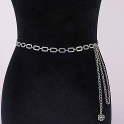 Платина Прямоугольная сплавная цепочка со стразами и кристаллами для талии и живота для женщин, платина, 1100 мм