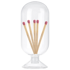 Прозрачный Стеклянный колпак для спичек с подставкой для спичек, прозрачные, 8x19 см, отверстие : 2.5~11 мм