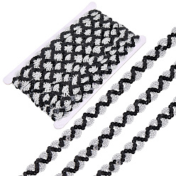 Черный Полиэстеровые блестки-бусины, блестки бисер, Аксессуары для орнаментов, рулон с пайетками, волна, чёрные, 5/8 дюйм (17 мм), около 12.03 ярдов (11 м) / рулон
