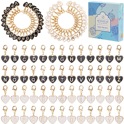 (52) Непрозрачная лаванда 56 шт 2 цвета сплав эмаль кулон запирающиеся маркеры стежков, сердце с письмом, Сплав с застежками когтя омара, разноцветные, 3 см, 26 шт / цвет