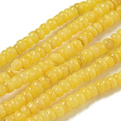 Золотистый Окрашенные естественных пресноводных стеклянные бусы нити, рондель, золотые, 1~4.5x4~4.5x2~4.5 мм, отверстие : 0.5 мм, около 159 шт / нитка, 15.12'' (38.4 см)