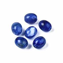 Midnight Blue Acrylic Beads, Imitation Gemstone Style, Barrel, Midnight Blue, 13x10mm, Hole: 2mm, about 550pcs/500g