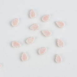 Pink Фарфоровые бусины ручной работы, лист, яркие глазированный фарфор, розовые, 12.8x9.2x4.8 мм