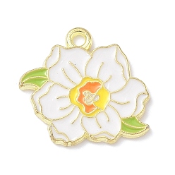 Белый Подвески из эмали и сплава, цветок, белые, 20x20.5x1.5 мм, отверстие : 1.8 мм