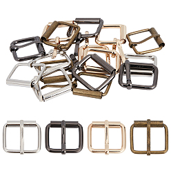 Mixed Color 16Pcs 4 Colors Alloy Roller Buckles for Bag Strap Connector, Rectangle, Mixed Color, 29~30x31.5~33x4~7mm, 4pcs/color