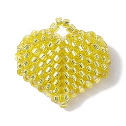 Желтый Бисер бисерные подвески, сердце кулон, желтые, 21.5x22x8 мм, отверстие : 4 мм