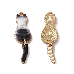 Серый Стойки обшивки сплава эмали подвески, золотой свет, кошачье очарование, серые, 34x10x2 мм, отверстие : 1.5 мм