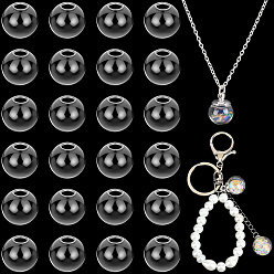 Clear 210Pcs Round Mechanized One Hole Blown Glass Globe Ball Bottles, for Stud Earring or Crafts, Clear, 16mm, Hole: 3~5mm
