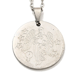 Virgo Non-Tarnish Constellation Pendant Necklaces, 201 Stainless Steel Cable Chain Necklaces, Virgo, 19.96 inch(50.7cm)
