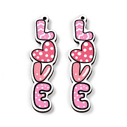 Letter Печатные подвески дерева, день Святого Валентина в стиле, буквы, 51.5x14x2.8 мм, отверстие : 1.6 мм