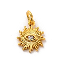 Прозрачный Латунные микро проложить кубического циркония прелести, долговечный, без свинца и без кадмия, золотые, Овальный с глазом, прозрачные, 12x10x2 мм, отверстие : 3 мм