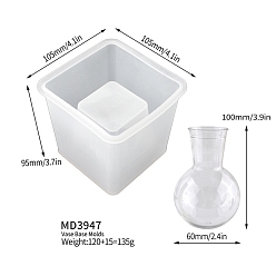 Square Vase Base DIY Silicone Mold, Resin Casting Molds, for UV Resin, Epoxy Resin Craft Making, Square, 105x105x95mm