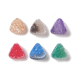 Mixed Color Natural Druzy Agate Cabochons, Dyed, Triangle, Mixed Color, 10x10x5~6mm