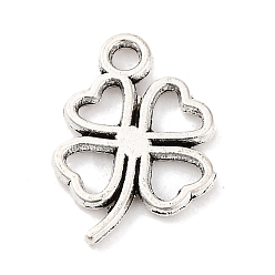 Античное Серебро Сплавочные подвески тибетского стиля, клевер амулеты, античное серебро, 17x11x1.5 мм, отверстие : 1.8 мм