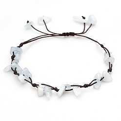 Аквамарин Браслеты из плетеных бусин из натурального аквамарина, чип, 6-1/4~10-1/4 дюйм (16~26 см)