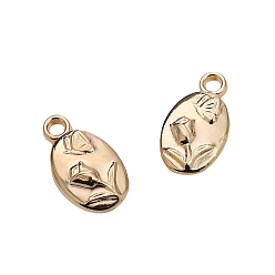 Золотой 20шт ccb пластиковые подвески, овал с тюльпаном, золотые, 19x11x5 мм, отверстие : 1.5 мм