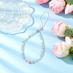 Pink Мобильные ремешки из натурального розового кварца, с нейлоновой нитью, розовые, 216 мм