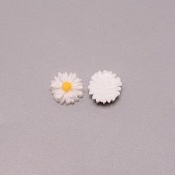 Weiß Undurchsichtigen Cabochons, Sonnenblume, weiß, 13.5x4 mm