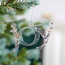 Слово Акрил с подвеской из пайеток, елка висит украшения, для украшения дома подарка партии, слово радость, слово, 65x110 мм