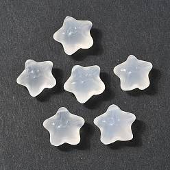 Халцедон Бусины из натурального белого халцедона, звезды с улыбающимся лицом, Топ пробуренной, 12.5~13.5x14.5x8.5 мм, отверстие : 0.8 мм