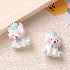 Светло-Голубой Непрозрачные кабошоны из смолы, собака с бантом, Небесно-голубой, 22x18 мм