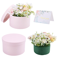 (52) Непрозрачная лаванда 1Штатные круглые розовые бархатные подарочные коробки с бумажными крышками, в комплекте 5бумажные поздравительные открытки с благодарностью и 1пенопласт для изготовления цветов из вспененного материала., для упаковки подарков, разноцветные, 19x11 см