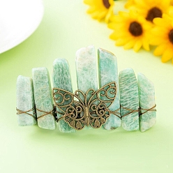 Amazonite Natural Indian Agate Hair Barrettes, Butterfly, 20x80mm
