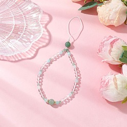 Средний Аквамарин Ремешки для мобильного телефона из натурального зеленого авантюрина, с нейлоновой нитью, средний аквамарин, 216 мм