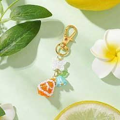 Other Fruits Подвески из стеклянных бусин ручной работы, с бусинами из искусственного жемчуга ABS и карабинами из сплава, золотые, фрукты, 76 мм