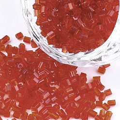 Orange Red FGB Grade A Glass Seed Beads, Hexagon(Two Cut), Transparent Colours, Orange Red, 1.5~2.5x1.5~2mm, Hole: 0.8mm, about 2100pcs/bag, 450g/bag