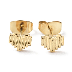 Real 18K Gold Plated 304 Stainless Steel Stud Earrings, Heart, Real 18K Gold Plated, 6.5x5mm