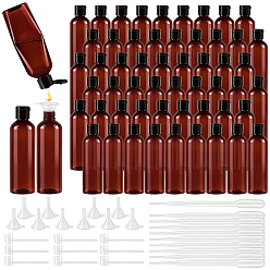 Coconut Brown 60Pcs Plastic Squeeze Bottles, Refillable Bottle, with 10Pcs Disposable Plastic Transfer Pipettes, 10Pcs Plastic Pump and 10Pcs Plastic Funnel Hopper, Coconut Brown, 4x13.3cm, Capacity: 120ml(4.06fl. oz)