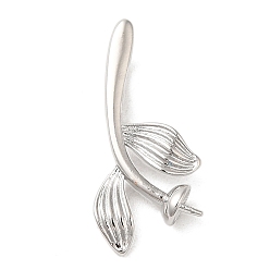 Платина Поручни из латуни с покрытием из латуни, цветок, за половину пробурено бисера, платина, 21x10x3.5 мм, отверстие : 6x2 мм, штифты : 0.9 мм