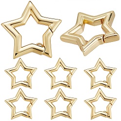 Настоящее золото 18K 6 шт. экологически чистые латунные кольца для пружинных затворов, долговечный, без свинца и без кадмия, звезда, реальный 18 k позолоченный, 10 датчик, 17x17x2.5 мм
