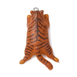 Шоколадный Непрозрачные подвески смолы, собака, с железной платиной петлей, цвет шоколада, 44.5x26.5x9 мм, отверстие : 2 мм