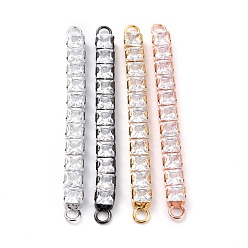 (52) Непрозрачная лаванда Латунные прозрачные квадратные кубические циркониевые соединители, долговечный, прямоугольные, разноцветные, 56x5x4 мм, отверстие : 2.5 мм