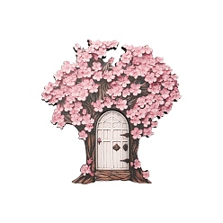 Бледно-Розовый Украшения для деревянных дверей, миниатюрная волшебная дверь на елку, для дома, садовые украшения, цветочная дверь, розовый жемчуг, 100x95 мм