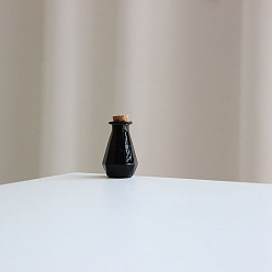 Черный Миниатюрные стеклянные бутылки, с пробками, пустые бутылки желаний, для аксессуаров для кукольного домика, изготовление ювелирных изделий, чёрные, 16x26 мм