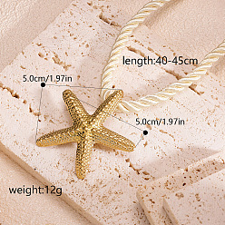 Морская звезда Океан 304 подвеска из нержавеющей стали, ожерелье из витого акрилового волокна для женщин, золотые, бежевые, морская звезда, 15.75~17.72 дюйм (40~45 см), Кулон : 50 мм