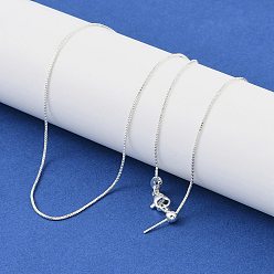 Посеребрённый Женские ожерелья с регулируемыми подвесками из латунной цепочки, 925 серебро покрытием, 18.50 дюйм (47 см), Кулон : 5x3.5x3.8 мм, штифты : 12.5x0.7 мм